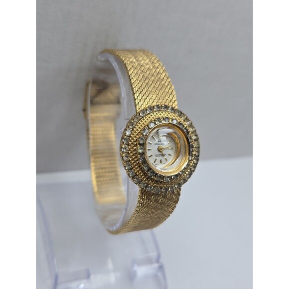 Womens Vintage Monarch Manual Wind Swiss Made Gold Tone Rhinestone Watch Runs main image 10